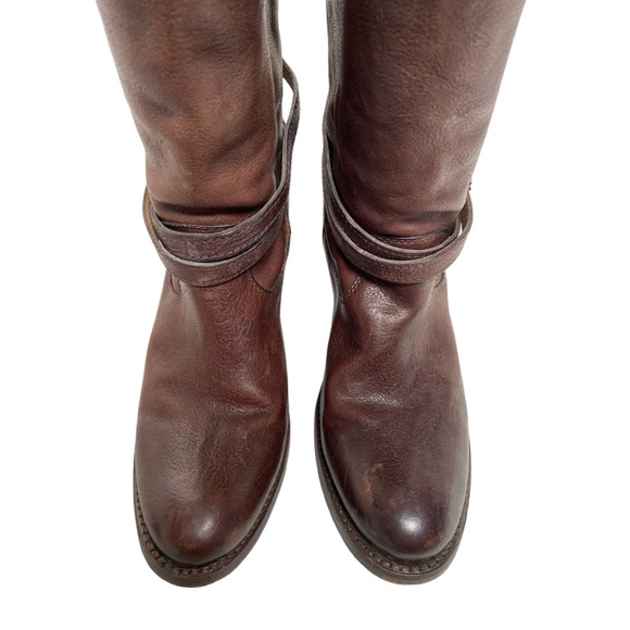 Frye Knee High Heeled Boot in Brown Leather - Picture 4 of 13